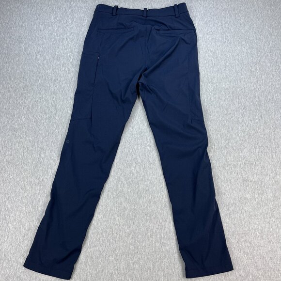 Lululemon Commuter Pants Mens 30x31 Navy Blue Reflectiv Stretch Performance - Picture 2 of 16